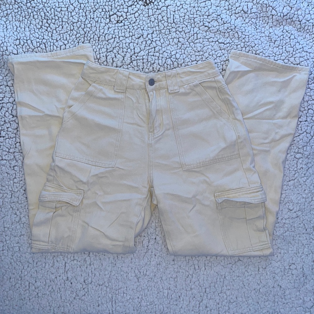SHEIN | Y2K Straight Leg High Rise Creme Color Cargo Pants